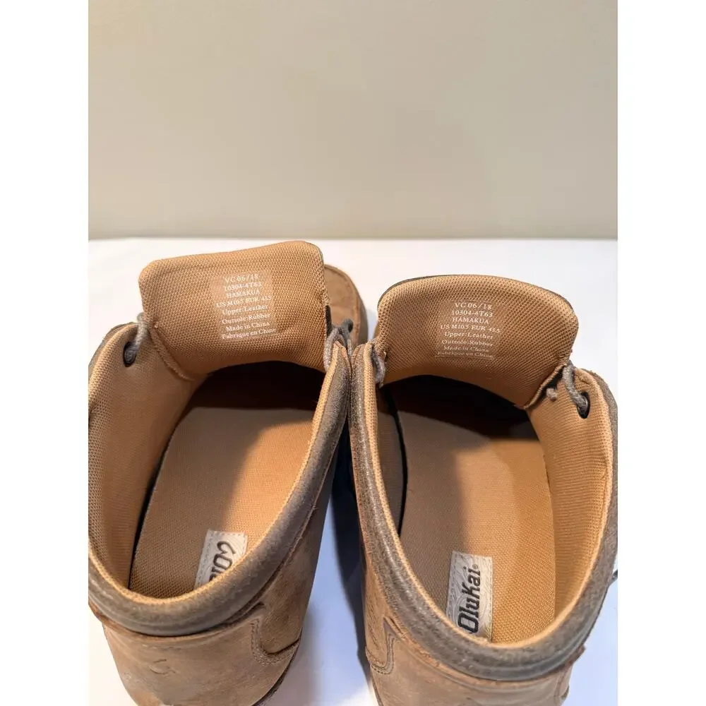 Olukai Boot Hamakua Size 10.5 Leather Chukka Lace Up Rubber Sole Tan